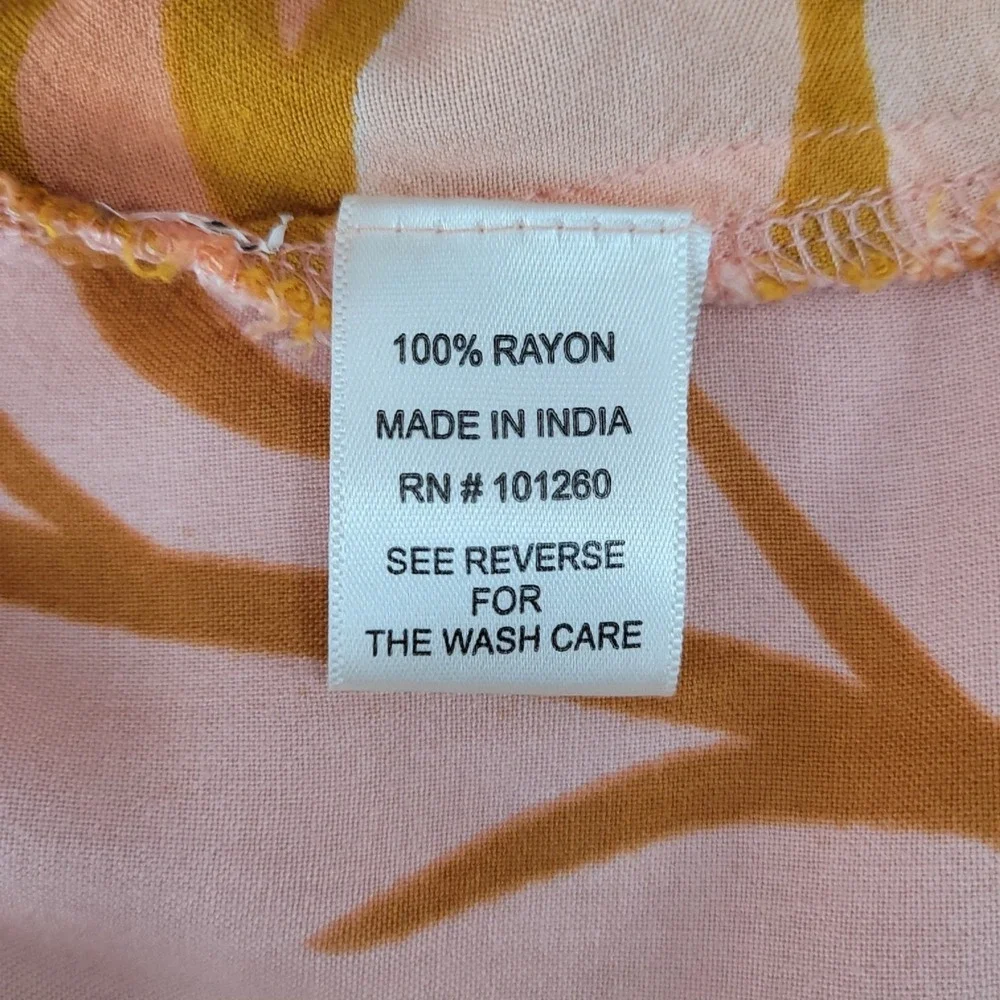 True Destinations Tropical Piece Womens Large Orange Green Rayon Shirt & Shorts
